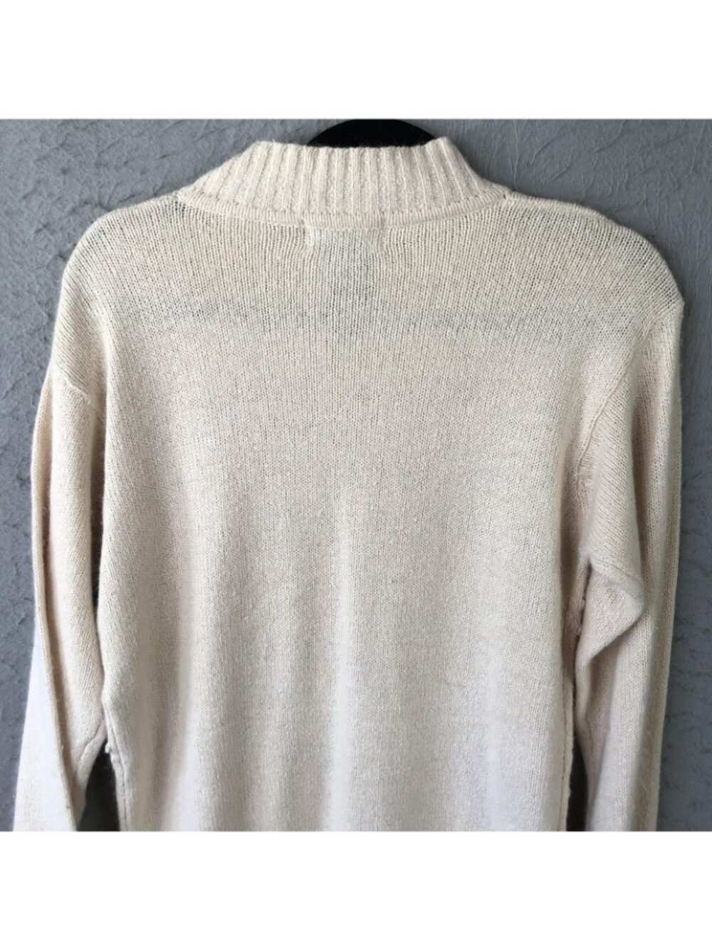 Vintage Beldoch Popper Sweater Tunic Womens L Cream Silk Angora Beaded Floral - Picture 12 of 16